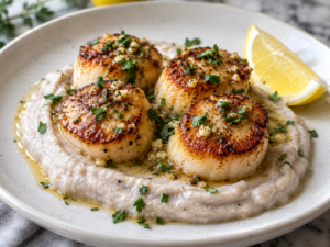 Seared Scallops over Creamy Taro Root Puree