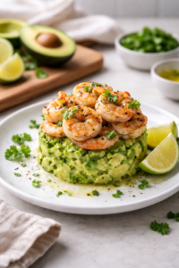 Avocado and Wild-Caught Shrimp Stack: Layered with Lime Juice and Cilantro