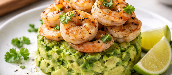 Avocado and Wild-Caught Shrimp Stack: Layered with Lime Juice and Cilantro