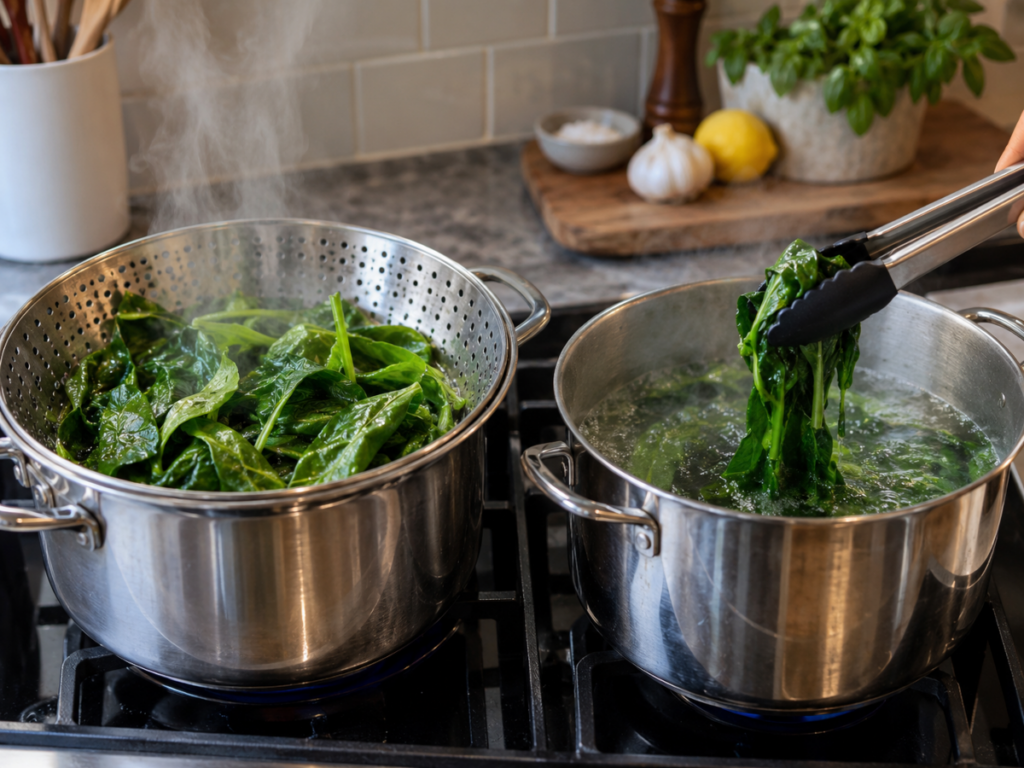Steaming and Blanching Greens on the Stove