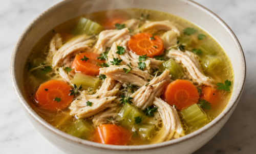 Pressure-Cooked Chicken Bone Broth Soup