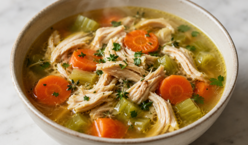 Steaming Homemade Chicken Soup