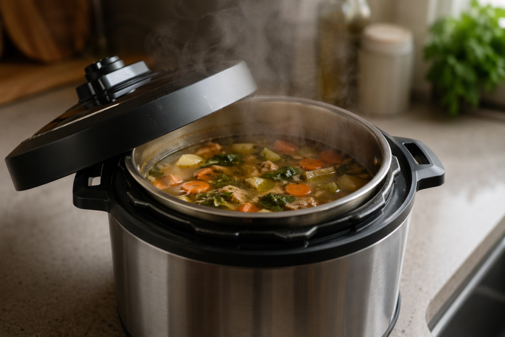 Steaming Soup in Pressure Cooker