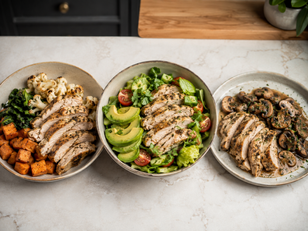 Trio of Herb Roasted Chicken Bowls