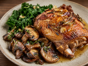 Roasted Turkey Thighs with Sautéed Mushrooms