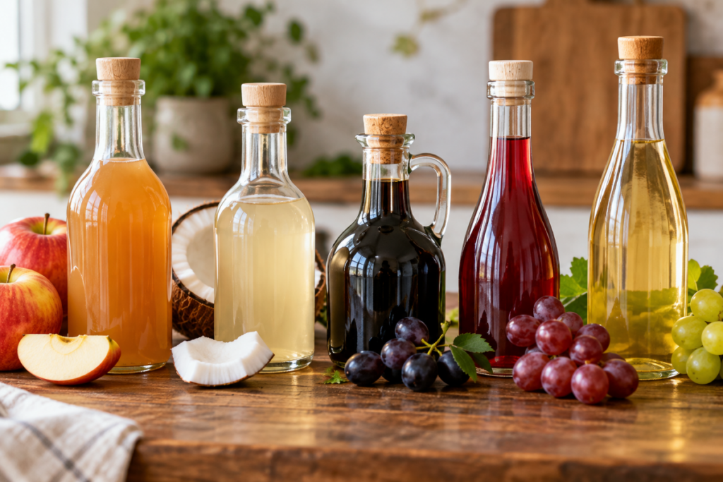 Vinegar Varieties on Kitchen Table