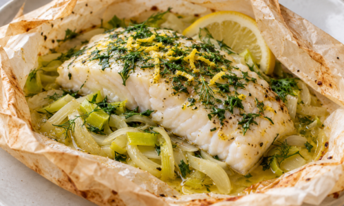 Wild-Caught Halibut En Papillote with Leeks, Fennel, and Grass-Fed Ghee