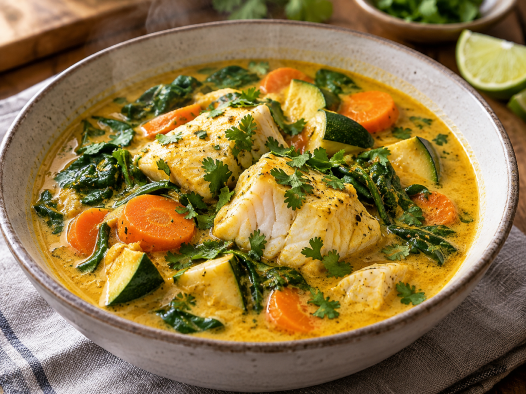 Wild Caught Fish Coconut Curry Soup