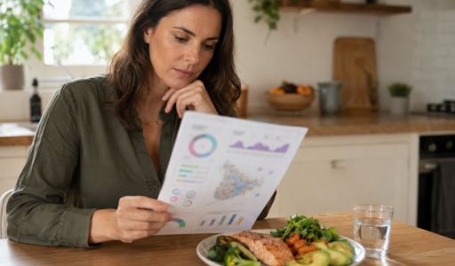Woman Reviewing Report in Kitchen